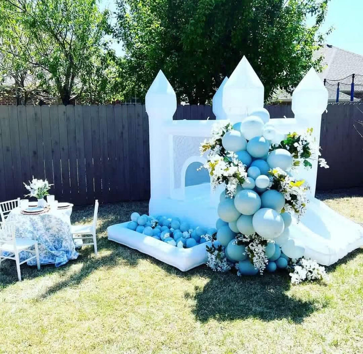 White Bounce House, House with Blower, Inflatable Bouncer, Children'S Toy, Sewn Extra Thick Material for Durability