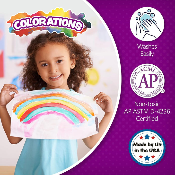 Paraben-Free Simply Washable Tempera Paint, Rainbow plus 8 Pack, Matte Finish, Classroom Supplies, Vibrant Colors, Non-Toxic, Washes off Easily, School, Craft, Art Supply Set, Each 16Oz