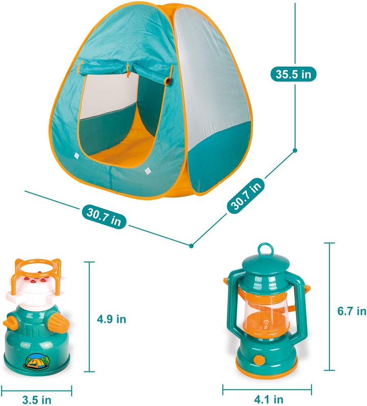 Pop up Play Tent with Camping Gear and Tools Set, Outdoor Toys for Kids