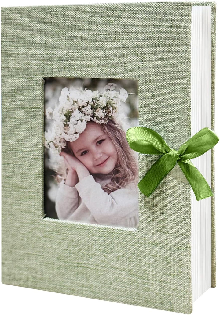 Photo Album 4X6 100 Pockets, Linen Cover Top Loader Vertical, Slip-In Picture Grey Pockets Albums for Wedding, Family, Anniversary, Baby, Vacation