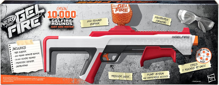 Pro Gelfire Raid Blaster, Fire 5 Rounds at Once, 10,000 Gel Rounds, 800 round Hopper, Eyewear, Toys for Teens Ages 14 & Up
