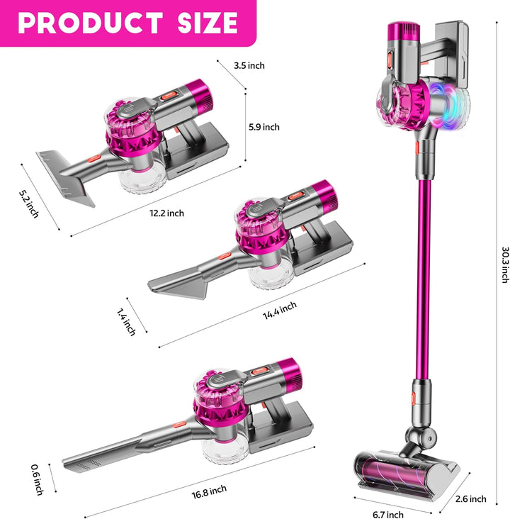 4-In-1 Kids Toy Vacuum That Really Works, Toddler Pretend Play Cleaning Set with Real Suction, Toys Working Cleaner Birthday Idea for 3 4 5 6 7+ Year Girl Boy (Rose Red)
