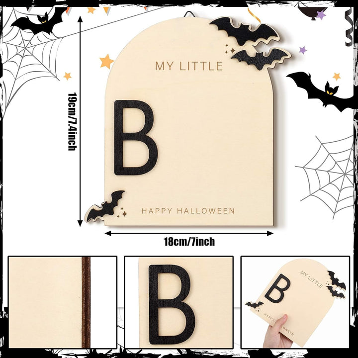 Baby'S First DIY Footprint Art Wooden Milestone Card Keepsake Little Boo Sign Nursery Decorative Ornaments for Baby Shower Newborn Photoshoot Prop(Halloween Classic)