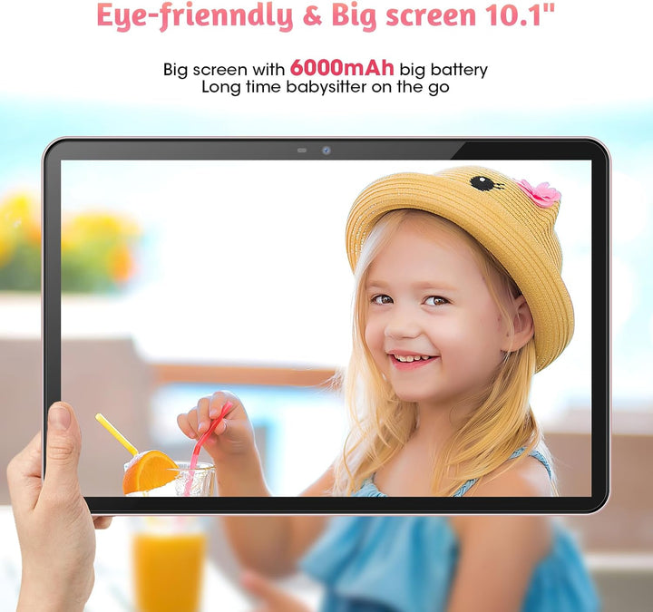 Kids Tablet, 10 Inch Tablet for Kids 128GB ROM Octa-Core 6000Mah Battery, Android 14 Toddler Tablet with 5G WIFI Parental Control Eye Protection, Shockproof Case, Netflix Youtube, Gift for Children