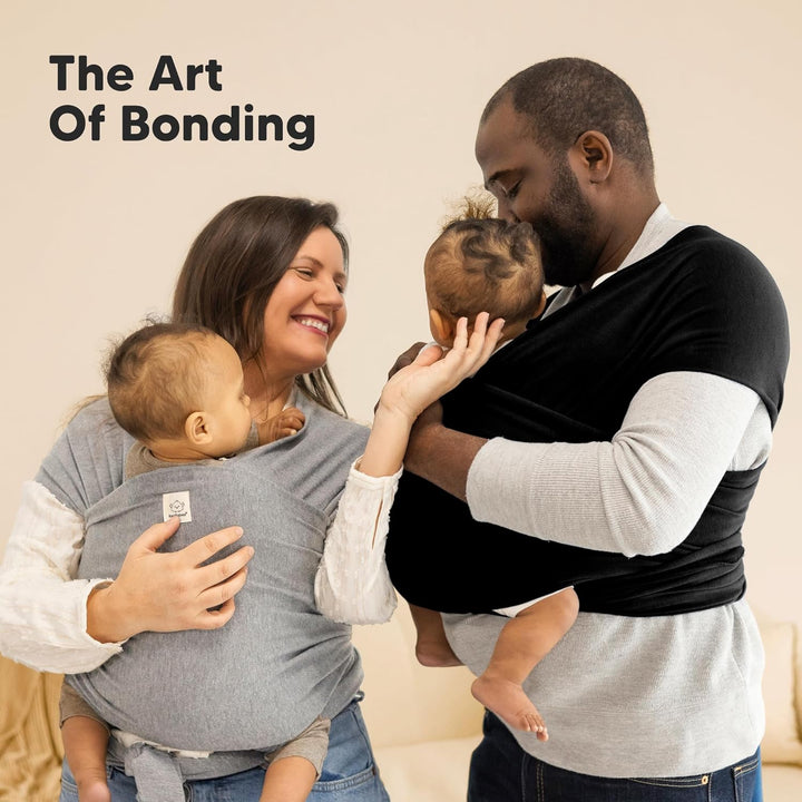 Baby Wrap Carrier - All in 1 Original Baby Carrier Newborn to Toddler Sling, Easy to Wear, Hands Free Bonding, Lightweight, Breathable Infant Wraps (Trendy Black)