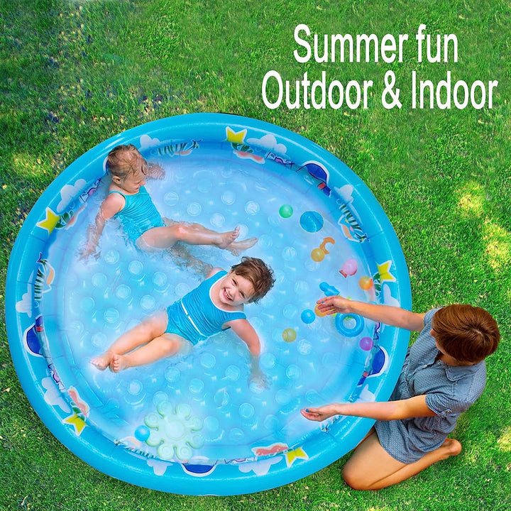 3 Rings Kiddie Pool for Toddler, 48”X12”，Kids Swimming Pool, Inflatable Baby Ball Pit Pool, Small Infant Pool (Blue)
