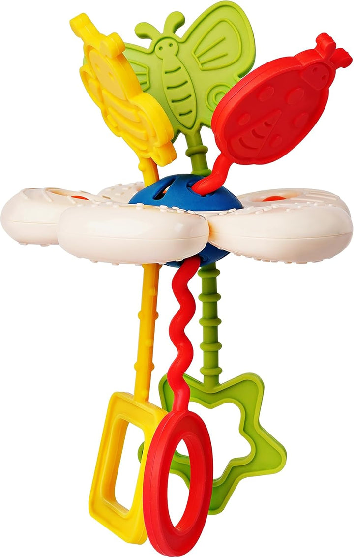Montessori Toys for Baby 1+ Years Old, Sensory Development Toys for Toddlers 1-3, Silicone Pull String Travel Toy for 18+ Months, Gift for Baby Shower Infants Car Seat High Chair