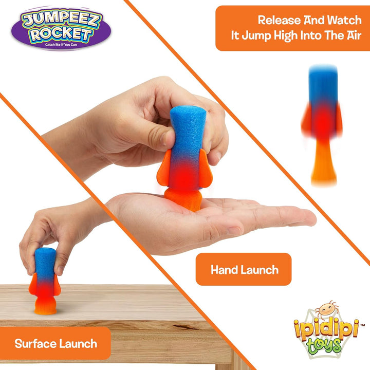 Jumping Rockets Light up Poppers - Spring Launcher LED Toys for Kids - Party Favors, School Prize, Goodie Bag Fillers, Birthday Suprises - Games for Boys and Girls, Pack of 24