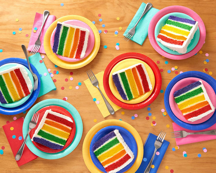 50-Count 9 In. X 9 In. Rainbow Paper Dinner Plates