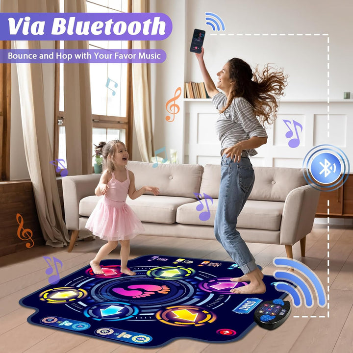 【Upgraded】 Dance Mat for Kids, Electronic Light-Up Dance Pad with Wireless Bluetooth 5 Speeds 9 Levels, Dancing Mat for Toddlers Music Game Dance Toy for Girls Boys 3 4 5 6 7 8 9 10+ Year Old