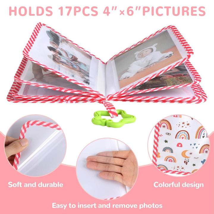 Baby'S My First Family Album Soft Photo Cloth Book Boho Rainbow My First Book of Photos Baby Memory Album Gift Holds 4X6 Pictures for Babies Newborn Toddler & Kids Baby Shower