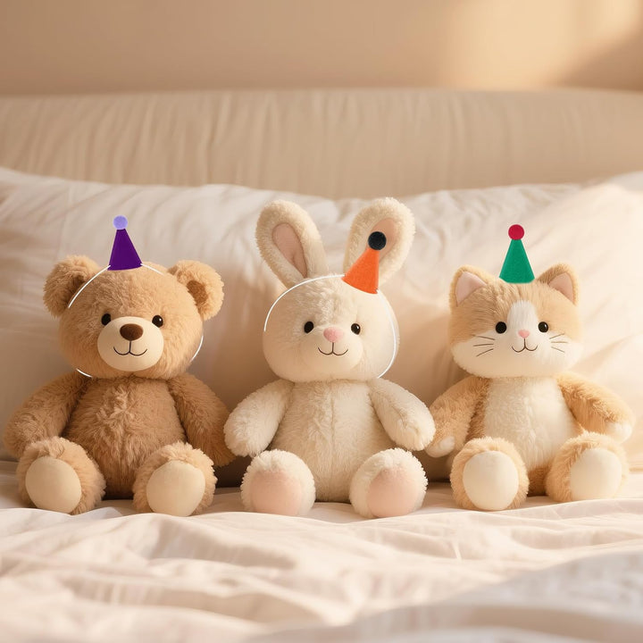 12Pcs Mini Party Hats for Stuffed Animals, Felt Cloth Adjustable Mini Birthday Hats for Dolls Dog Cat Rabbit Puppies Assorted Animal Birthday Decorations