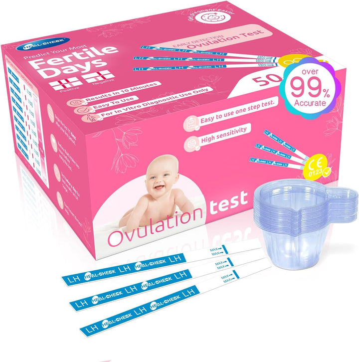 25 Count Ovulation Test Strips with Cups, Bulk Ovulation Test Strips for Women, Ovulation Predictor Kit, Accurate Fertility Tests for Home, Individually Wrapped 5Mm LH