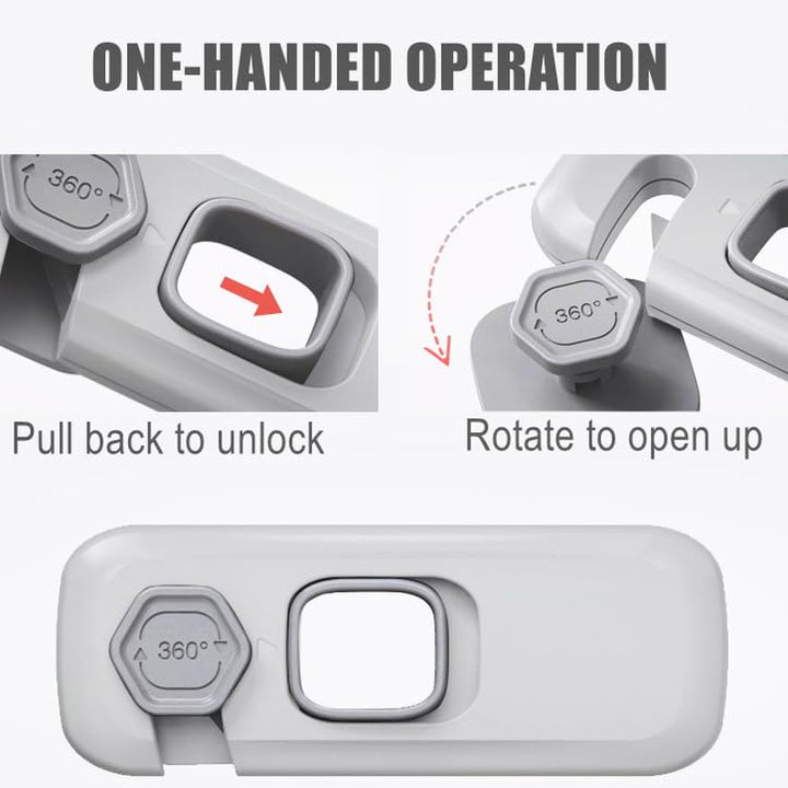 5 Pack Child Proof Refrigerator Lock,  Fridge Locks for Kids with Sticky Adhesive Pads, Child Safety Locks for Doors, RV Refrigerator, Oven Lock Child Safety Baby Cabinet Locks - Grey Updated