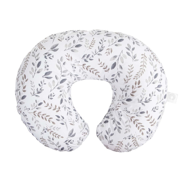 Original Nursing Pillow, Gray Taupe Leaves, Ergonomic Nursing Essentials for Bottle and Breastfeeding, Firm Fiber Fill, with Removable Pillow Cover, Machine Washable