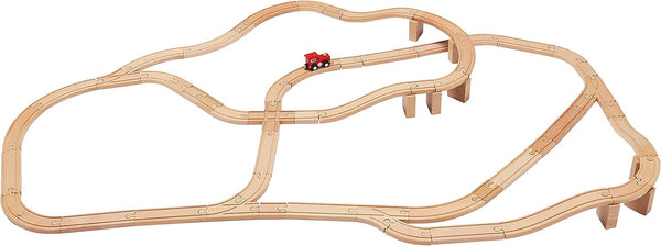 65-Piece Wooden Train Railway Construction Set with Track - Compatible and Train Railroad, Wooden Toys for Kids, Gift for Age 3Y+