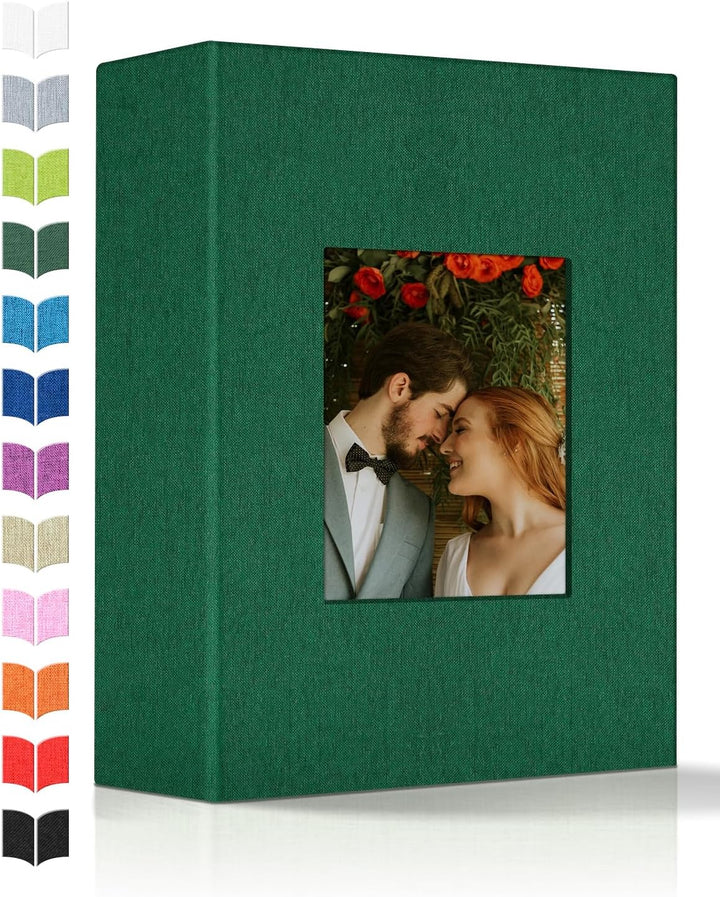 Photo Album 4X6 with 300 Pockets,Slip-In Picture Albums,Linen Cover Memory Book with Front Window,White Page Vertical Photo Book for Wedding,Family,Anniversare,Baby,Vacation