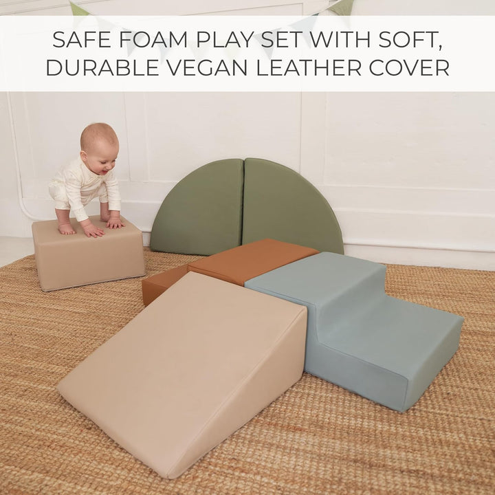 Fun Climbing Toy Set for Toddlers Aged 1-3 - Incl. Crawl through Tunnel & Pu-Leather Climbing Blocks for Unlimited Indoor Fun - Perfect Foam Play Gym for Baby/Kids to Safely Learn New Skills