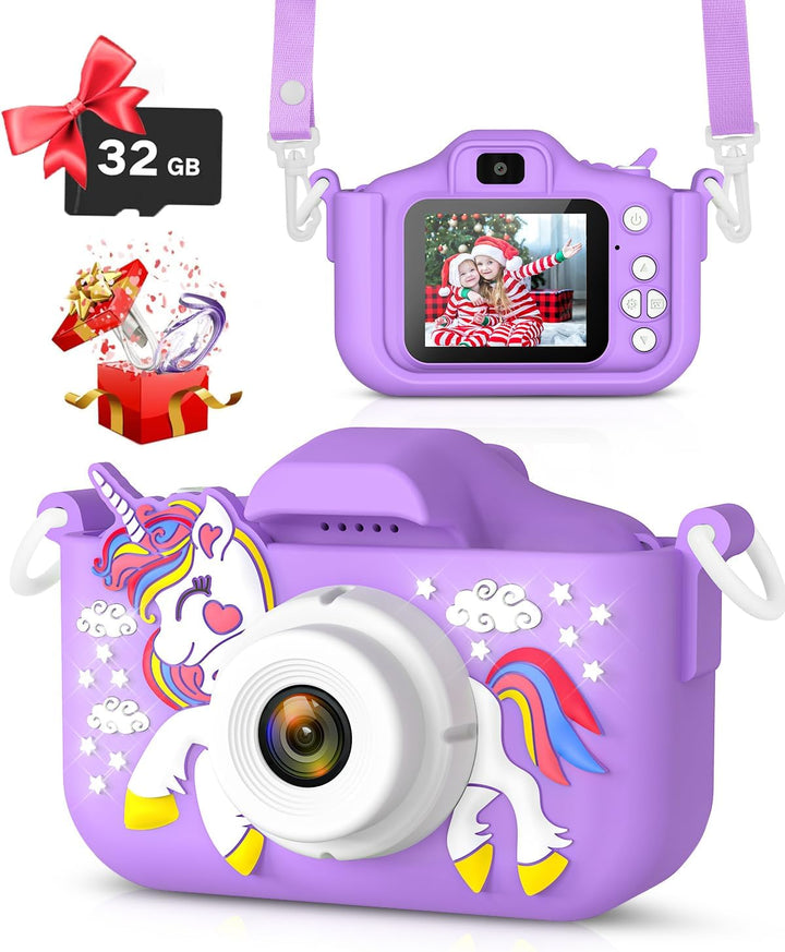 Kids Camera Toys Christmas Birthday Gifts for Boys and Girls Kids Toys 3 4 5 6 7 8 9 Year Old HD Digital Video Camera for Toddler with 32GB SD Card (Blue)