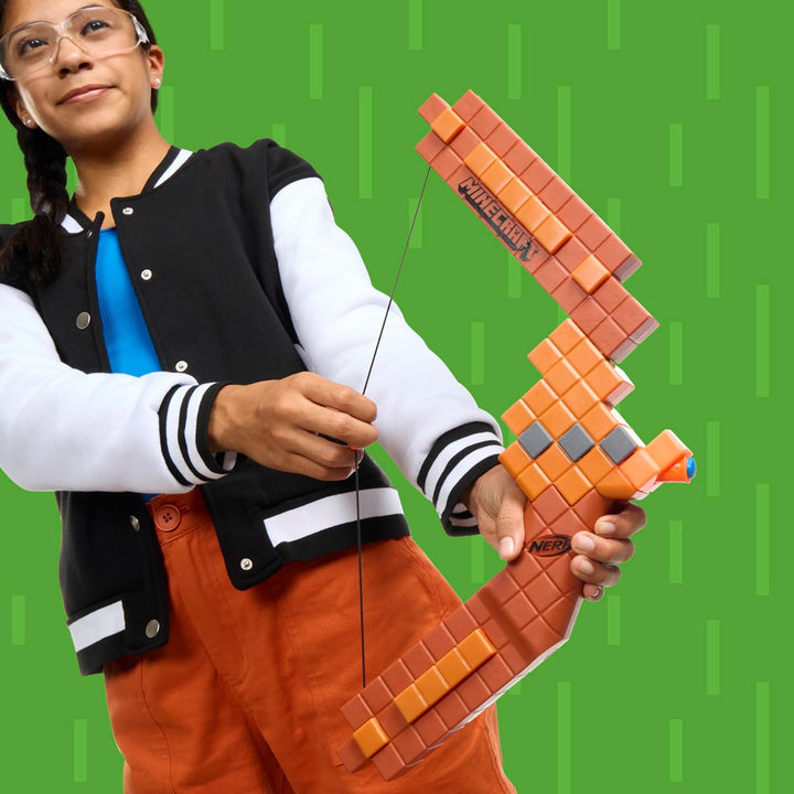 Minecraft Bow Dart Blaster, Pull-Back String Priming, 8  N1 Compatible Only with N1 Dart Blasters, Ages 8+
