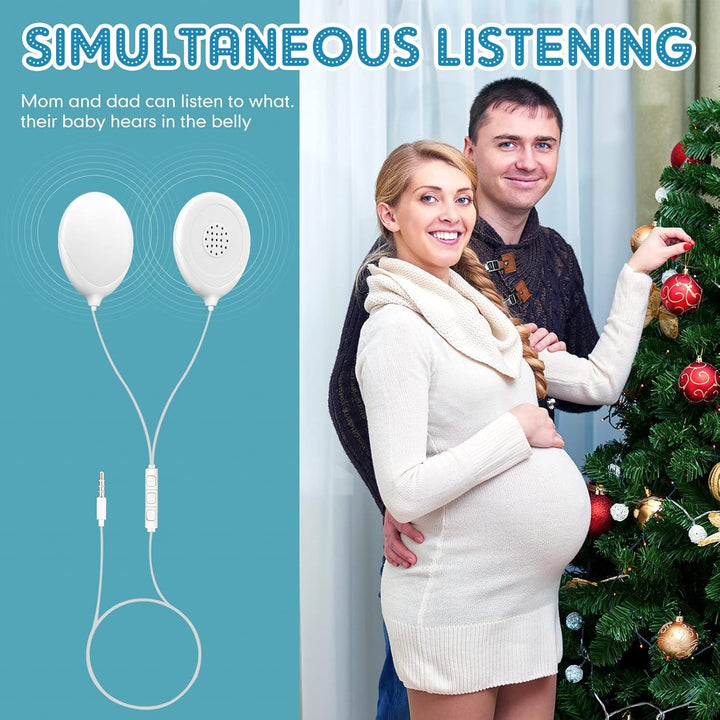 8 Pcs Baby Bump Headphones Set Belly Headphones for Pregnant Women White Belly Speakers Women for Pregnancy Safely Play Music, Sounds, and Voices to Your Baby in the Womb