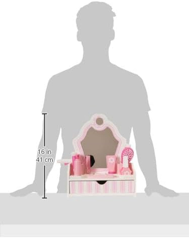 Wooden Beauty Salon Play Set with Vanity and Accessories (18 Pcs) - FSC Certified