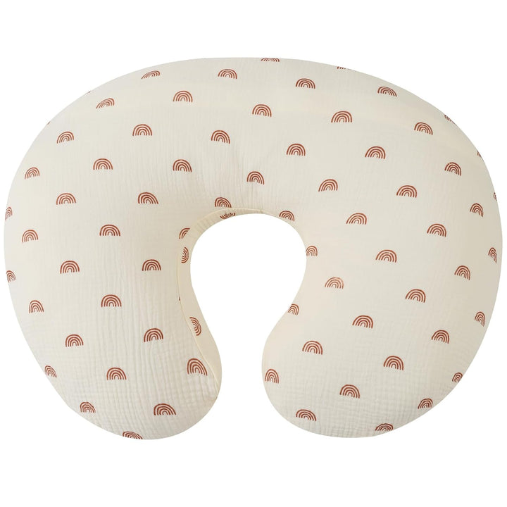 Muslin Nursing Pillow Cover Soft 100% Cotton Feeding Pillow Slipcover Fits Standard Infant Nursing Pillow for Baby Boy and Girl, Fog