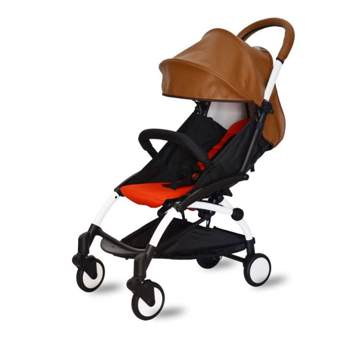 Baby Stroller Armrest Bumper Handlebar Sleeve Cover Universal Handle Cover Dustproof Protect PU Leather Case with Removable Zipper Brown