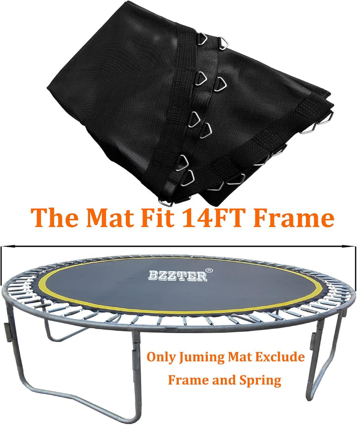 Trampoline Replacement Mat,Mat Diameter:11.97-12.56Ft,Fits 14Ft Trampoline Frame,With 72 80 84 88 96 Rings for Choose,Fits 5.3-8.5 Inch Springs(Need to Choose),Spring and Frame Not Include.