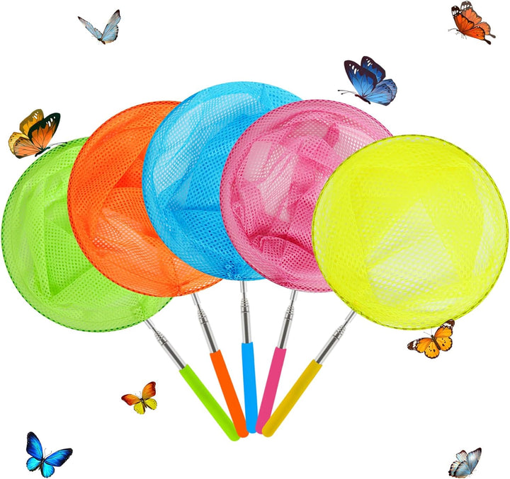 Kids Telescopic Butterfly Fishing Nets Great for Catching Insect Net Perfect Outdoor Tools for Catching Bugs Fish Insect Ladybird, Extendable 34 Inches and anti Slip Grip (3 Pack)
