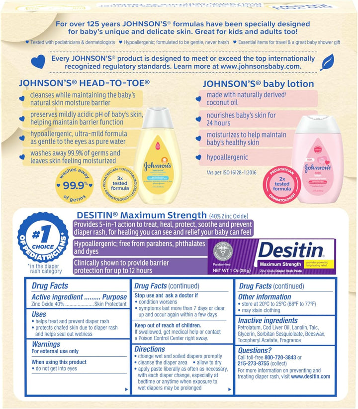 Care Essentials Gift Set, Body Lotion, & Zinc Oxide Diaper Rash Paste for Baby'S Delicate Skin, Value Pack, Travel-Size, Bath Essentials Must Haves, Baby Gifts, 3 Items