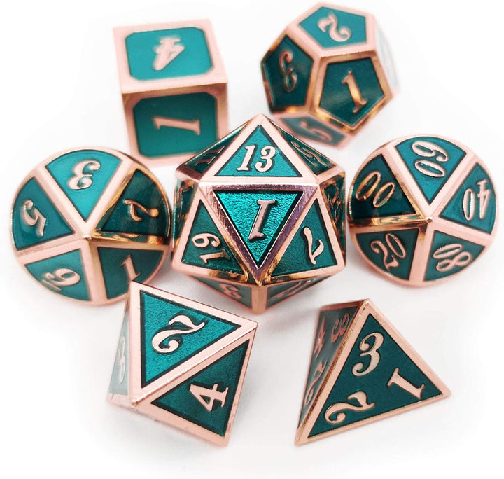 Bloodstained Metal DND Dice Set Blood Polyhedral D&D Dice Compatible with Dungeons and Dragons Gift TTRPG Antique Metal Halloween Dice