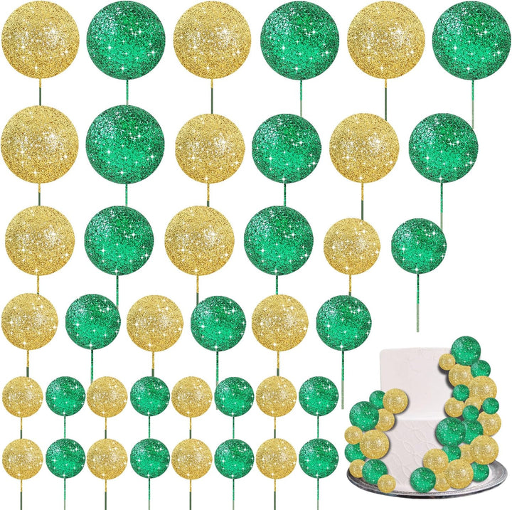 40 Pcs Mini Balls Cake Toppers - Foam Balls DIY Cake Topper Inserts for Birthday Wedding Baby Shower Anniversary Cake Decorations (Red Blue Yellow Green)