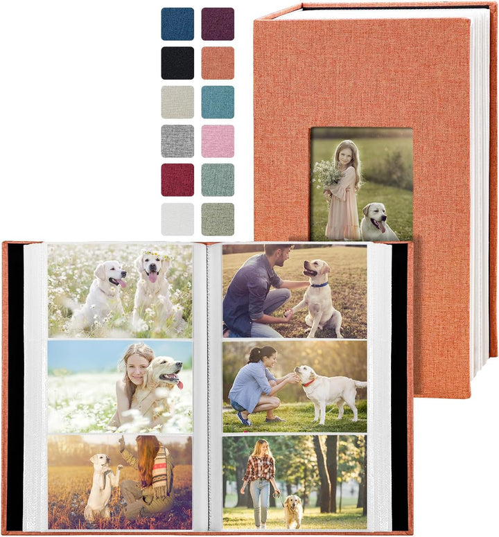 Photo Album 4X6 100 Pockets, Linen Cover Top Loader Vertical, Slip-In Picture Grey Pockets Albums for Wedding, Family, Anniversary, Baby, Vacation
