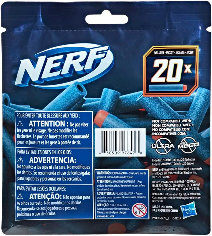 Elite 2.0 20-Dart Refill Pack, 20 Official  Elite 2.0 Foam Darts, Compatible with All  Blasters That Use Elite Darts, Kids Stocking Stuffers
