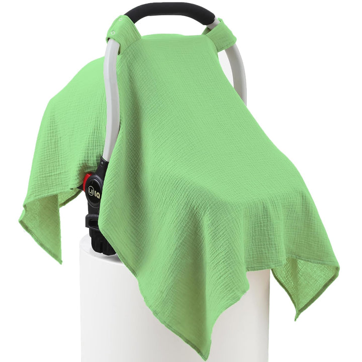 100% Muslin Cotton Car Seat Cover Baby, Carseat Canopy Cover, Universal Fit Stroller Covers for Boys and Girls (Roman Green)