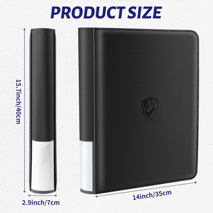 Toploader Binder Holds 324 Toploaders | 20 Toploaders |Waterproof PU Leather + Anti-Yellowing PP Inserts | Ridge Tab Sorting Portable Top Loader Binder for Cards (For Sports/Game Cards)