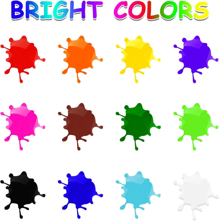 Washable Finger Paint for Toddlers, Safe Non-Toxic, 12 Vibrant Colors (1.21Fl Oz), Baby Safe Paint for Hand and Feet, Mess Free Art Supplies for Kids, Preschool Learning Gifts, Ages 1-3 4 5 6+