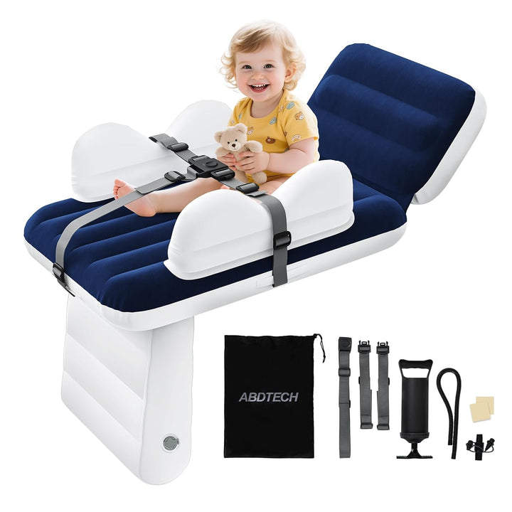Inflatable Toddler Airplane Bed:Airplane Seat Extender for Kids, Inflatable Baby Air Mattress with Cup Holder & Seat Belt, Plane Bed for Travel Essentials