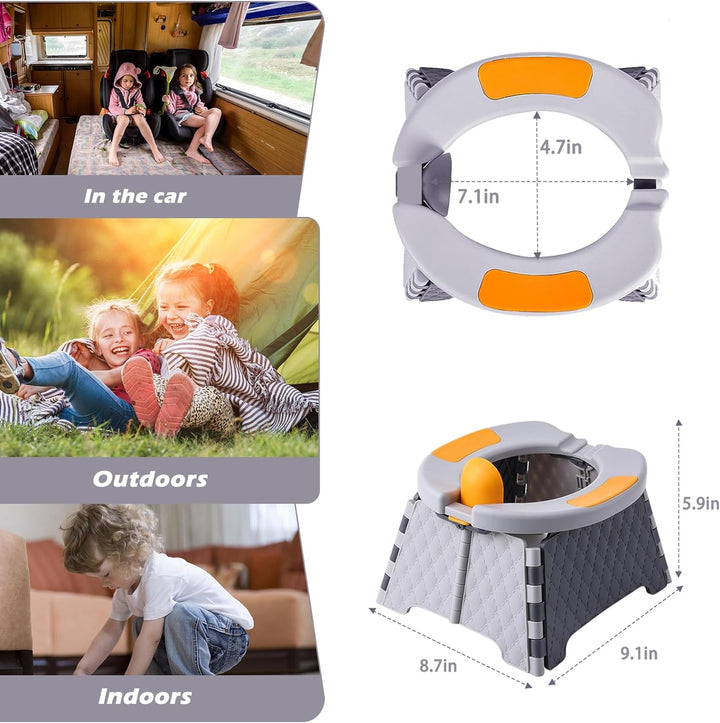 Portable Potty for Toddler Travel, Kids Travel Potty Training Chair with Travel Bag,Baby Potty Training Toilet for Outdoor and Indoor Easy to Clean(Gray) by , Includes 30 Replacement Bags