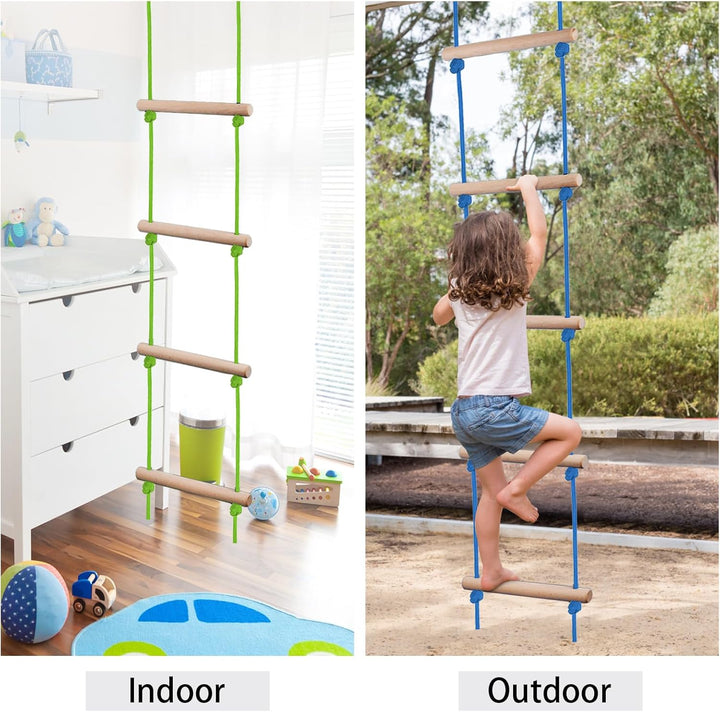 Kids Climbing Rope Ladder, Hanging Ladder for Swing Accessories (2 Hooks)