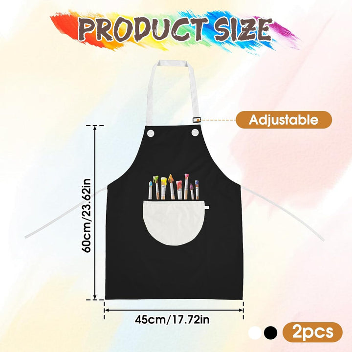 2 Pack Children'S Apron, Adjustable Waterproof Art Apron with Pockets, Girls Boys Bib Aprons for Kids Painting Crafting Cooking Baking Art Gardening(Gray and Black)