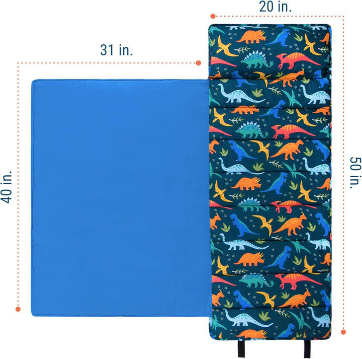Kids Original Nap Mat – Cozy Kids Sleep Mat with Pillow, Ideal for School & Travel - Jurassic Dinosaurs