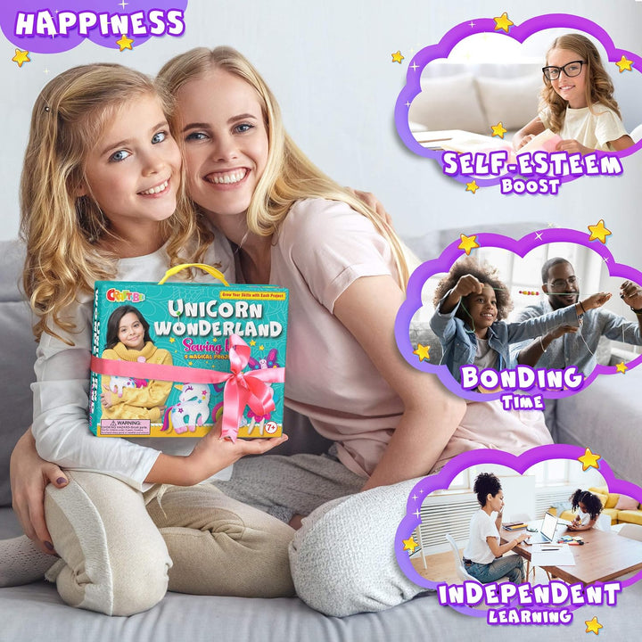 Magical Unicorn Sewing Kit for Girls 7+ - Create 5 Adorable Felt Animals & a Cozy Pillow - Fun, Easy, and Educational DIY Craft