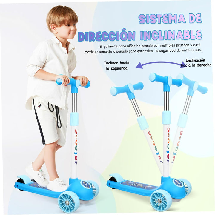 Three Wheeled Scooter Height Adjustable Portable Scooter for Stylish and Lightweight Outdoor for Ages