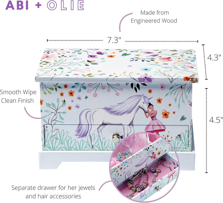 Kids Jewelry Box for Girls, Little Girls Jewelry Box, Unicorn and Ballerina Dancing Music Box