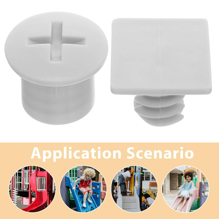 4 Sets Kids Play Slide Screw Square Bolts and Caps Plastic Bolt Replacement Parts for Children Slide Fixing Screw Covers Toddler Playground Repair Attachments Accessories