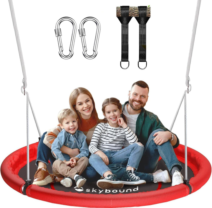 43" Tree Swing 600LB Weight Capacity - Outdoor Waterproof Flying Saucer Swing with Hanging Carabiners
