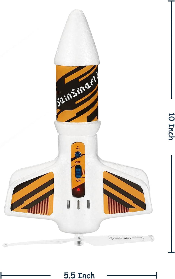Rocket Launcher for Kids - Motorized Air Rocket Launch up to 200 Ft, Safely Land with Parachute, Self-Launching Outdoor Toy, White