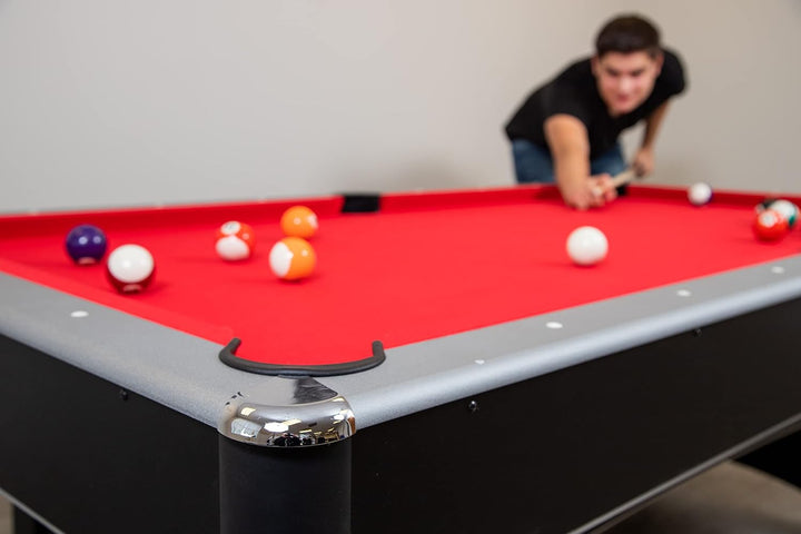 Maverick 7-Foot Pool and Table Tennis Multi Game with Red Felt and Blue Table Tennis Surface. Includes Cues, Paddles and Balls
